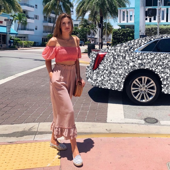 ♥️ 1 LEFT! High-Waist Linen Pink Boho Pants - Picture 3 of 8